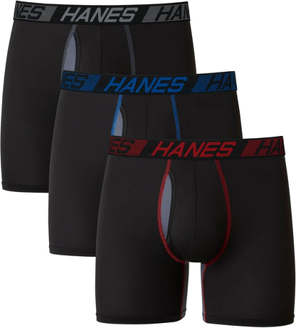 Hanes Men's Underwear Boxer Briefs Pack, 3-Pack, Total Support Pouch, Long or Short-Leg Boxer Briefs