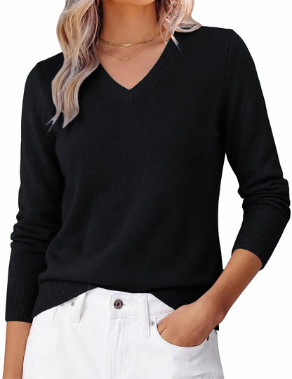 GRACE KARIN Cashmere Sweaters for Women V Neck Merino Wool Fall Sweater