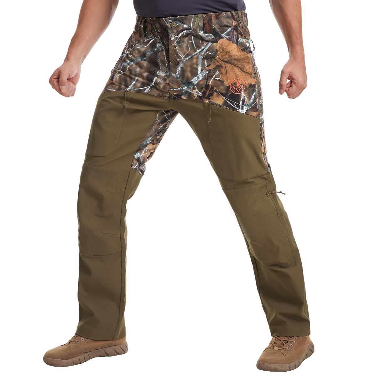 BASSDASH Splice-LW Men's Hunting Pants with Knee Pads, Water Resistant
