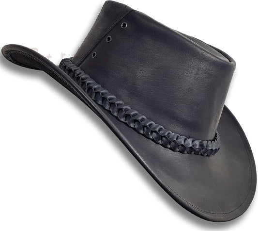Oztrala Buffalo Leather Hat Australian Outback Western Cowboy Mesh Mens Womens Kids Jacaru Black Brown Tan HLBS HLBB