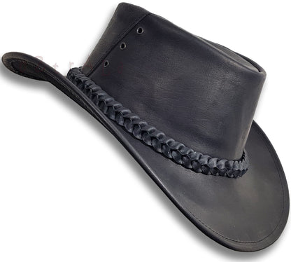 Oztrala Buffalo Leather Hat Australian Outback Western Cowboy Mesh Mens Womens Kids Jacaru Black Brown Tan HLBS HLBB