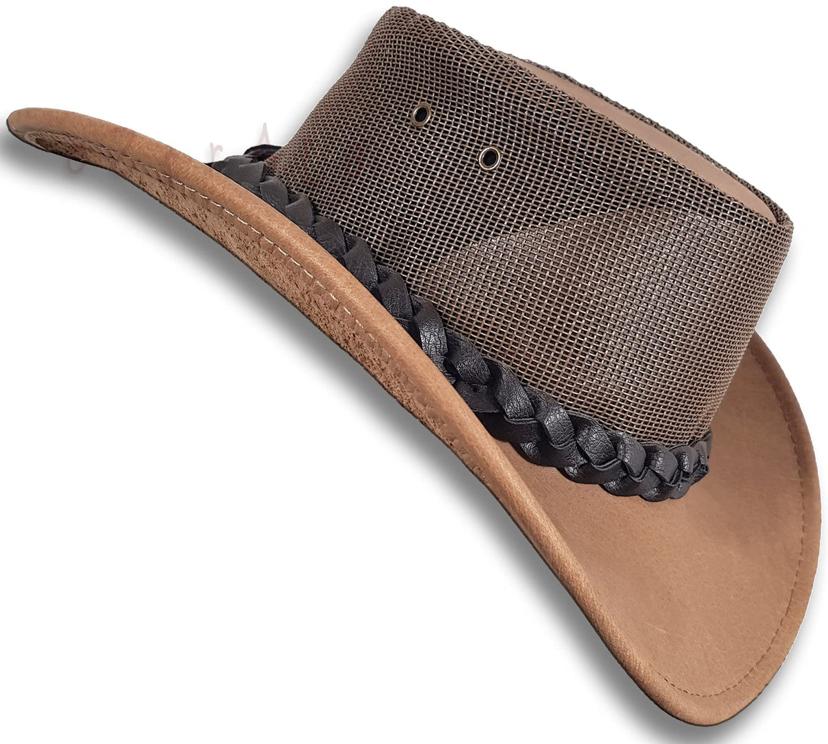 Oztrala Buffalo Leather Hat Australian Outback Western Cowboy Mesh Mens Womens Kids Jacaru Black Brown Tan HLBS HLBB