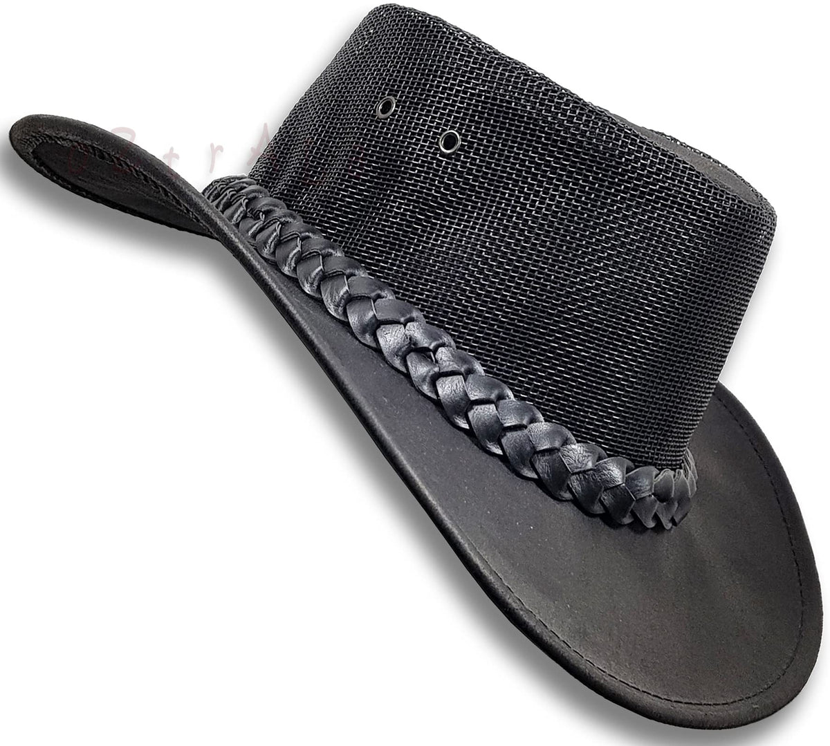 Oztrala Buffalo Leather Hat Australian Outback Western Cowboy Mesh Mens Womens Kids Jacaru Black Brown Tan HLBS HLBB