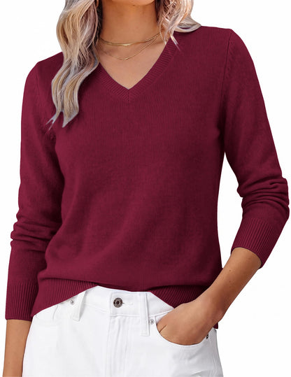 GRACE KARIN Cashmere Sweaters for Women V Neck Merino Wool Fall Sweater